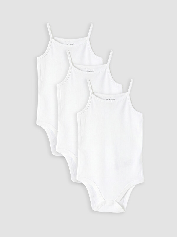 LCW baby Askılı Kız Bebek Çıtçıtlı Body 3'lü