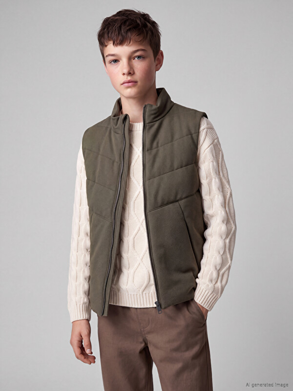 LCW Kids Mock Neck Quilted Patterned Boys' Gilet