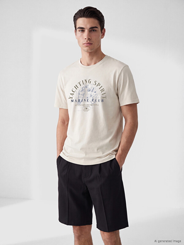 LCWAIKIKI Classic Man Beige T-Shirt