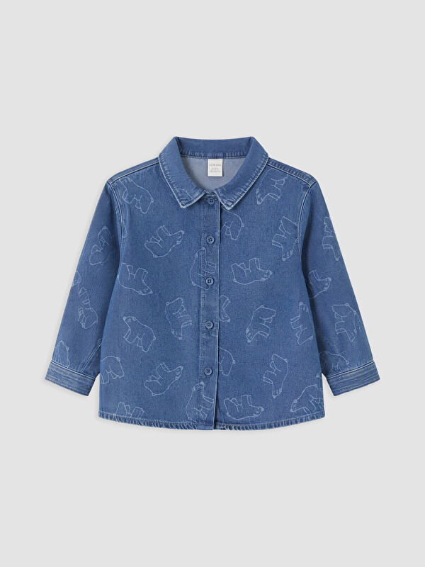 LCW baby Desenli Erkek Bebek Jean Gömlek