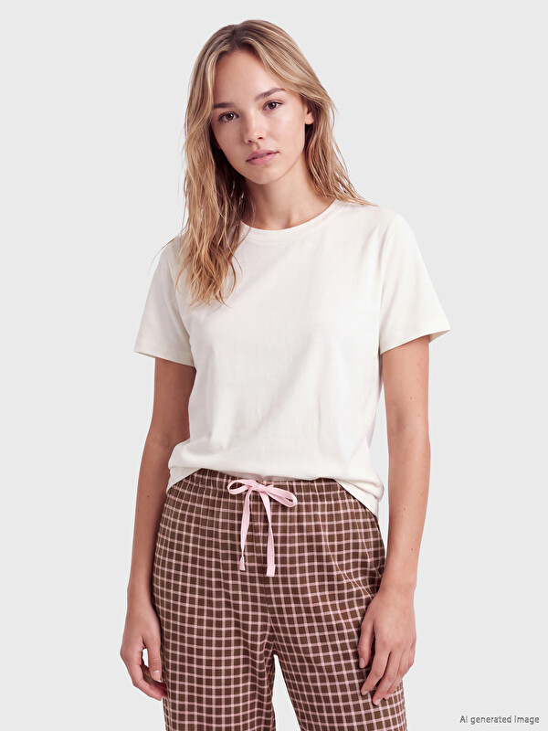 LCW DREAM Beli Lastikli Ekose Kadın Pijama Alt