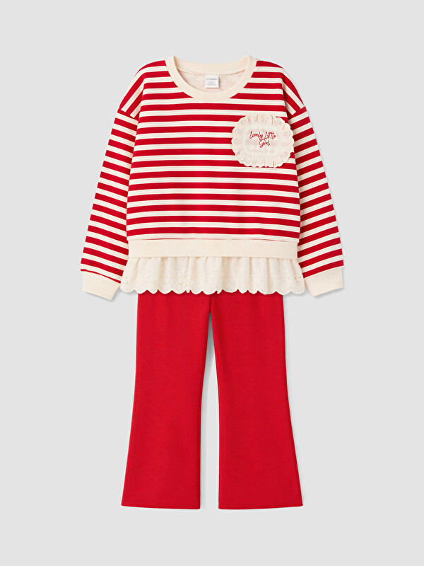 LCW Kids Fırfırlı Kız Çocuk Taytlı Takım
