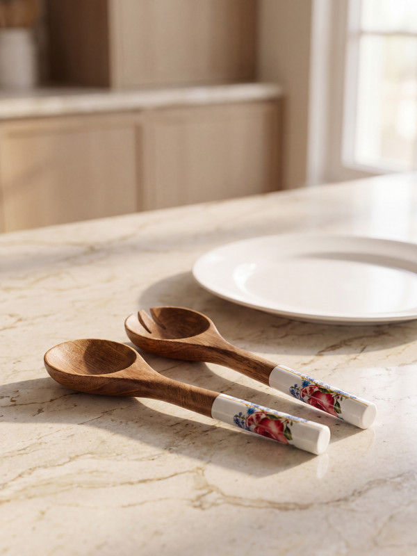 LCW HOME Wooden Serving Utensil Set