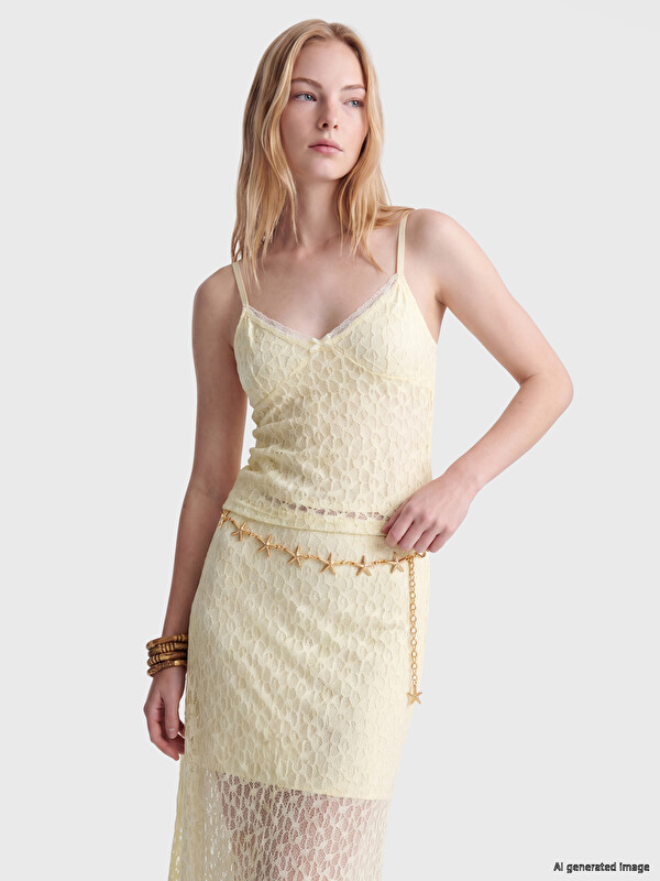 LCW ACCESSORIES Star Figured Women's Chain Belt