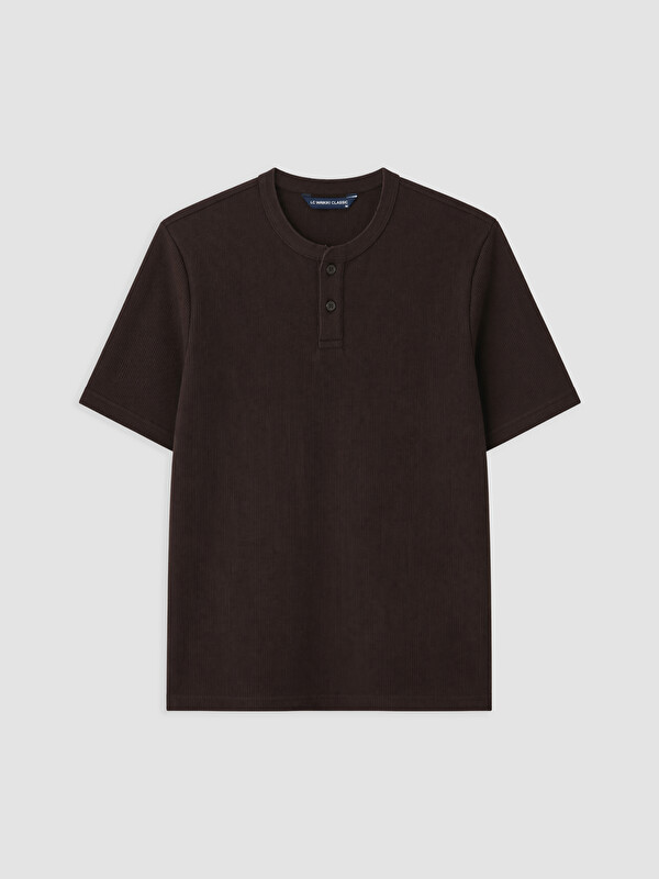 LCWAIKIKI Classic Henley Neck Textured Men's T-Shirt