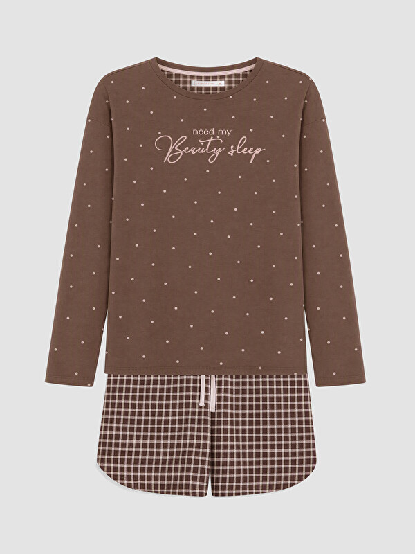 LCW DREAM Patterned Women's Shortie Pyjamas Set