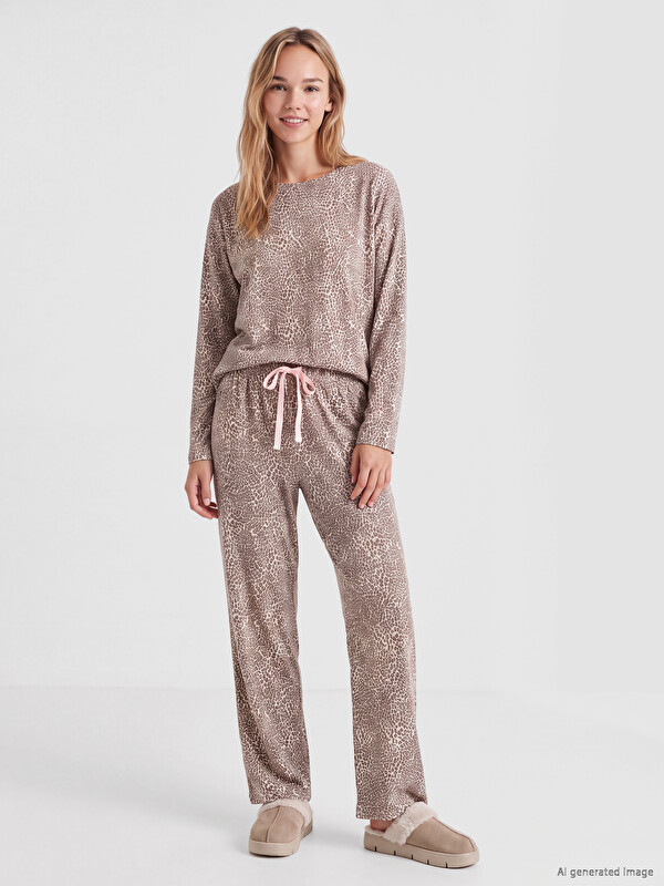 LCW DREAM Leopard Print Women's Pyjamas Set
