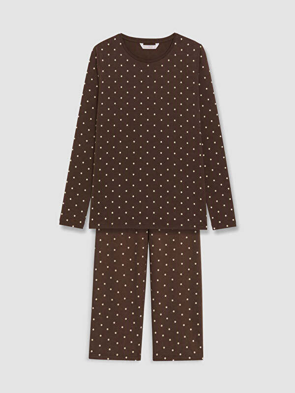 LCW DREAM Bisiklet Yaka Puantiyeli Kadın Pijama Takımı