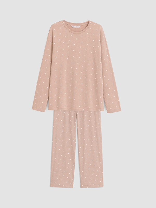 LCW DREAM Bisiklet Yaka Puantiyeli Kadın Pijama Takımı