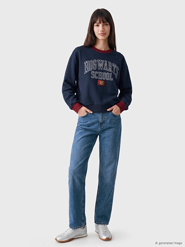 XSIDE Harry Potter Baskılı Oversize Kadın Sweatshirt