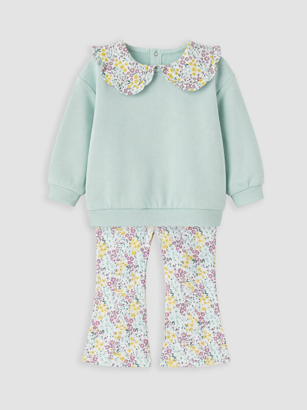 LCW baby Floral Baby Girls' Sweatshirt and Pants Set