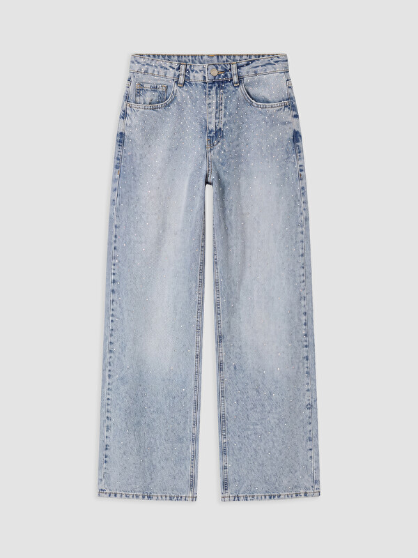 LCW Jeans Wideleg Taşlı Kadın Jean Pantolon