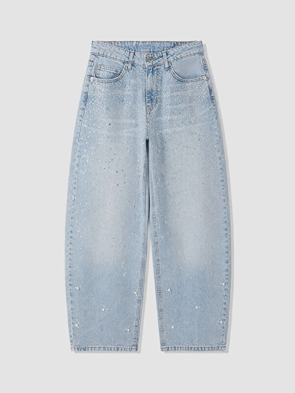 LCW Jeans Balloon Fit Taşlı Kadın Jean Pantolon