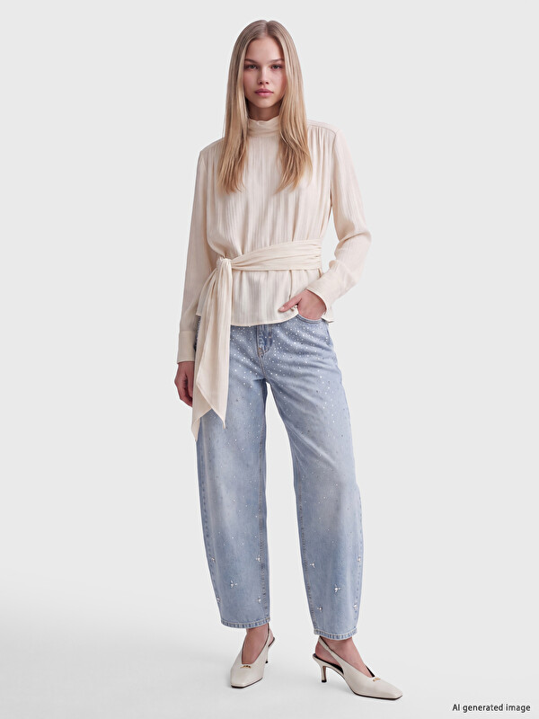 LCW Jeans Balloon Fit Rhinestone Women's Jeans