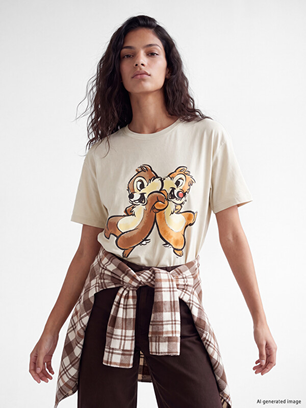 XSIDE Chip and Dale Printed 100% Cotton Women's T-Shirt