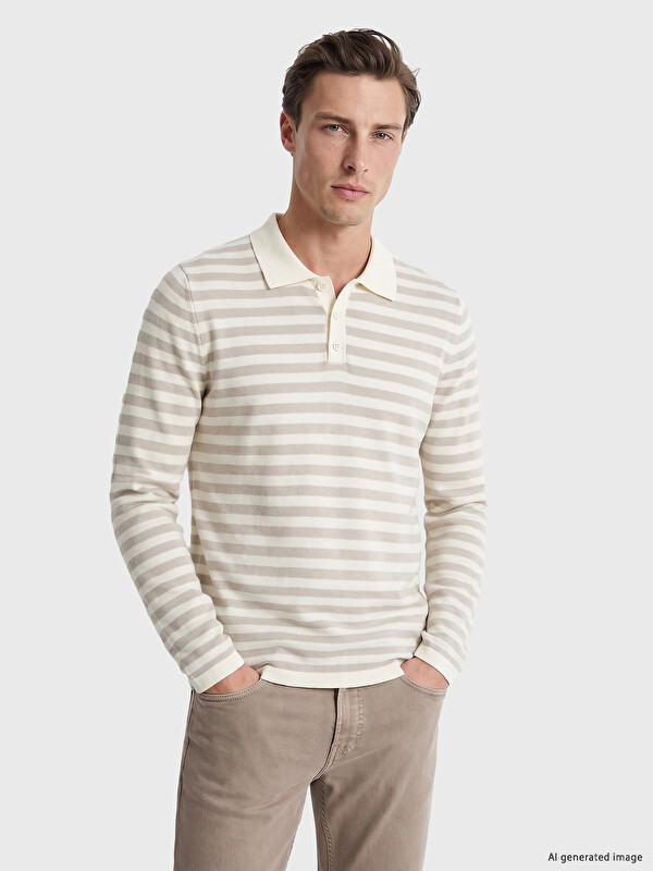 LCWAIKIKI Classic Polo Collar Striped Men's Knitwear Sweater