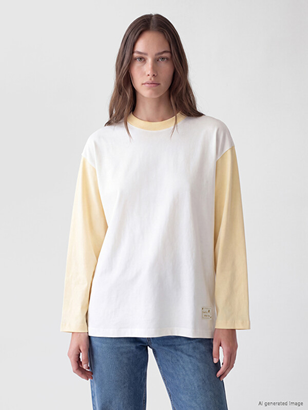 LCW Modest Renk Bloklu Oversize Kadın Sweatshirt Tunik