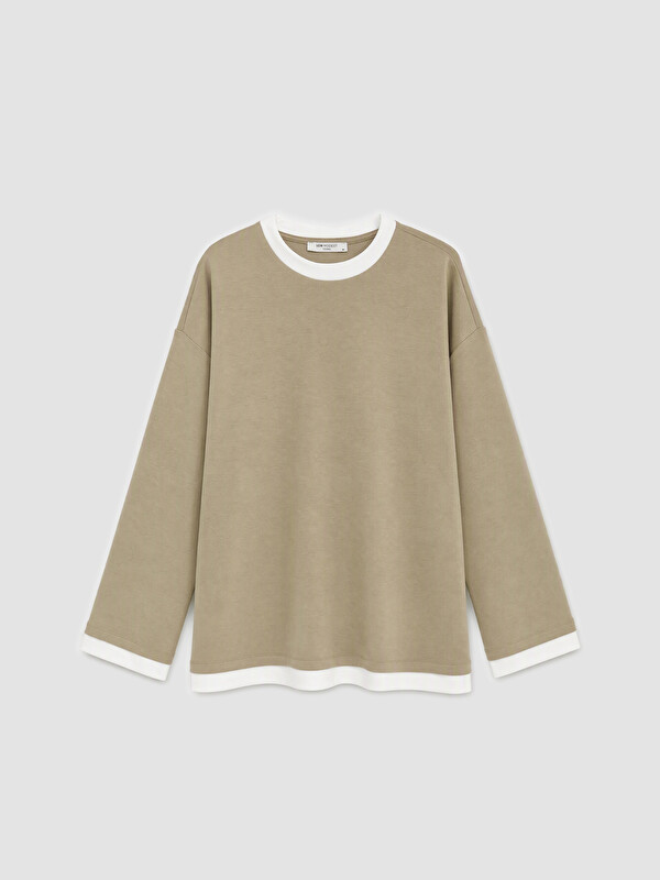 LCW Modest Woman Khaki Sweatshirt Tunic