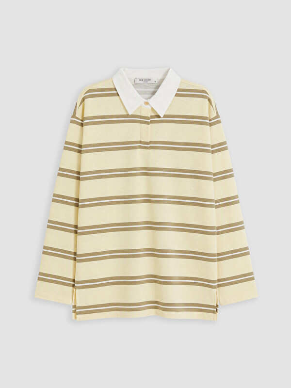 LCW Modest Polo Collar Oversize Women's Sweatshirt Tunic