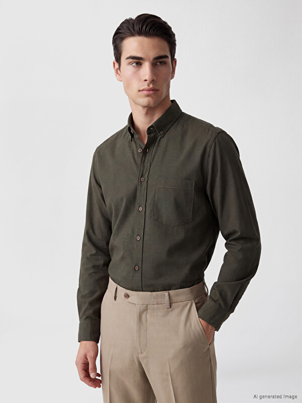LCWAIKIKI Classic Regular Fit Armürlü Erkek Gömlek