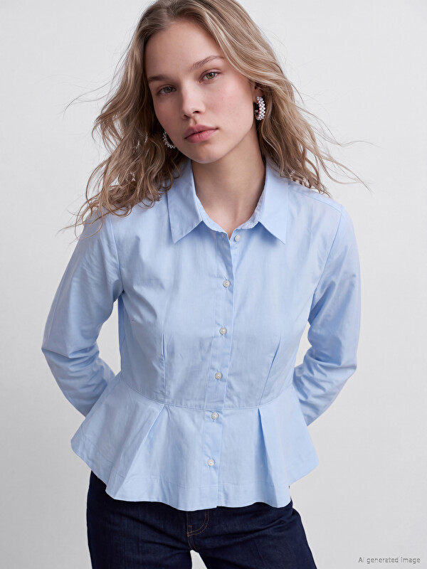 LCW Vision Peplum Poplin Women's Shirt