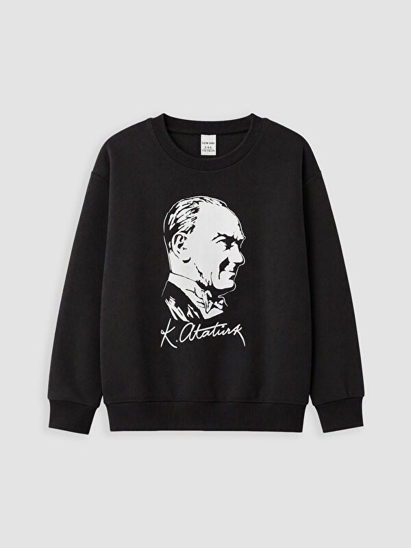 LCW Kids Atatürk Baskılı Kız Çocuk Kalın Sweatshirt