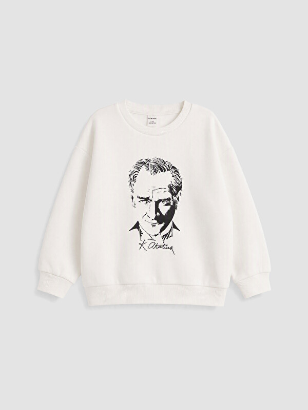 LCW Kids Atatürk Baskılı Kız Çocuk Kalın Sweatshirt