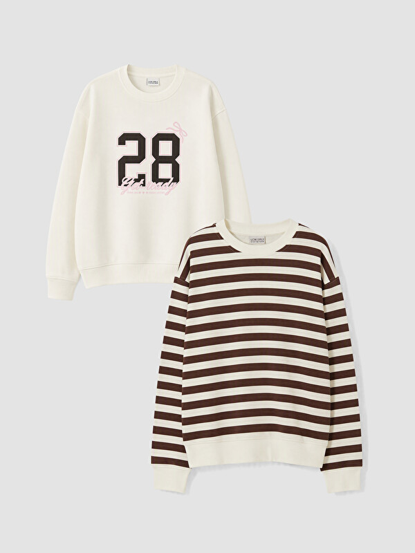 LCW Kids Girl Ecru Sweatshirt