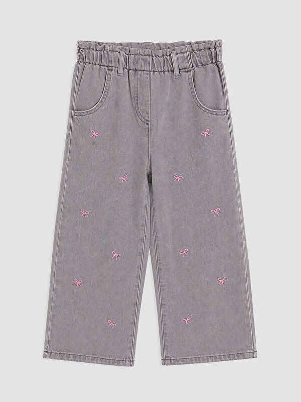 LCW Kids Nakışlı Kız Çocuk Jean Pantolon