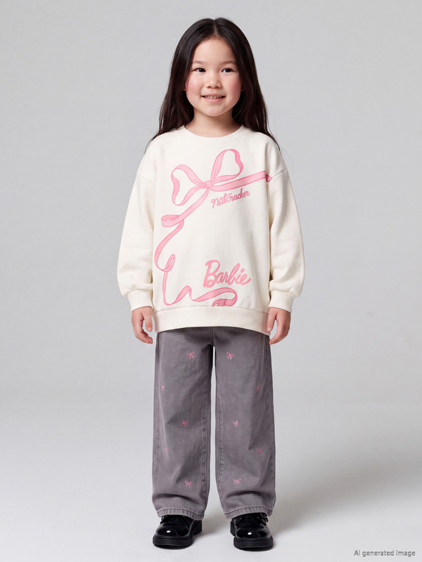 LCW Kids Nakışlı Kız Çocuk Jean Pantolon
