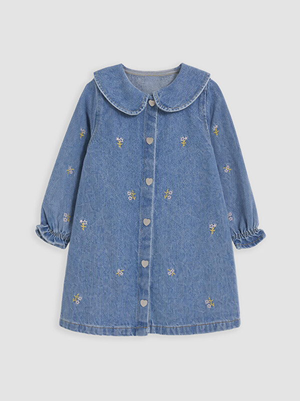 LCW Kids Peter Pan Collar Flower Embroidered Girls' Dress