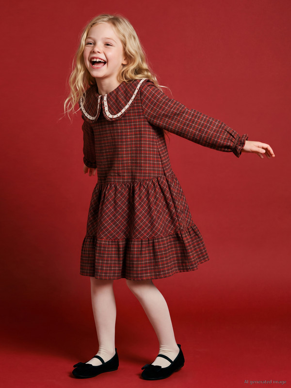 LCW Kids Plaid Girls' Gabardine Dress