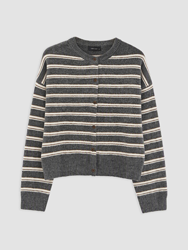 LCW Vision Crew Neck Striped Women's Knitwear Cardigan