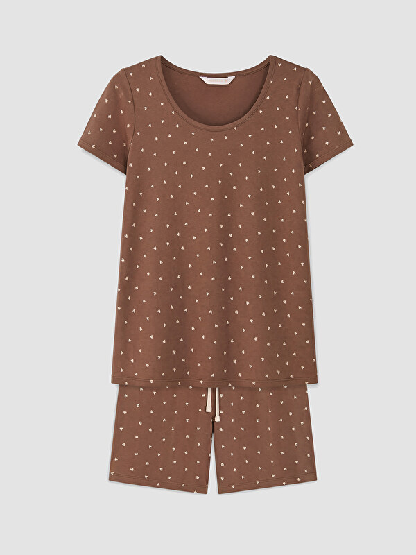 LCW DREAM Kalp Desenli Hamile Şortlu Pijama Takımı