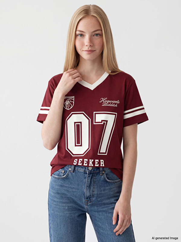 XSIDE Harry Potter Baskılı Oversize Kadın Tişört