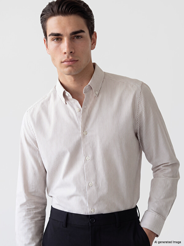 LCW BUSINESS Slim Fit Striped Dobby Men's Shirt