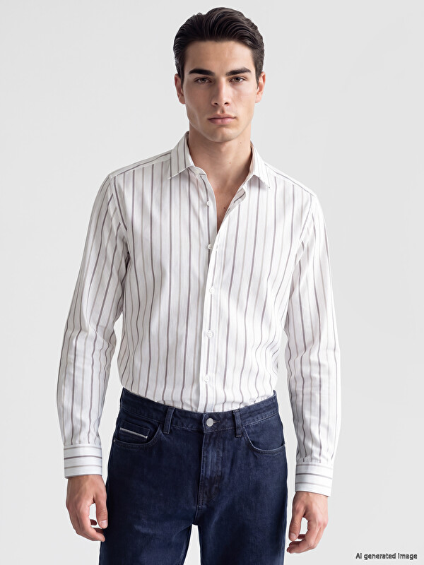 LCW BUSINESS Slim Fit Striped Dobby Men's Shirt