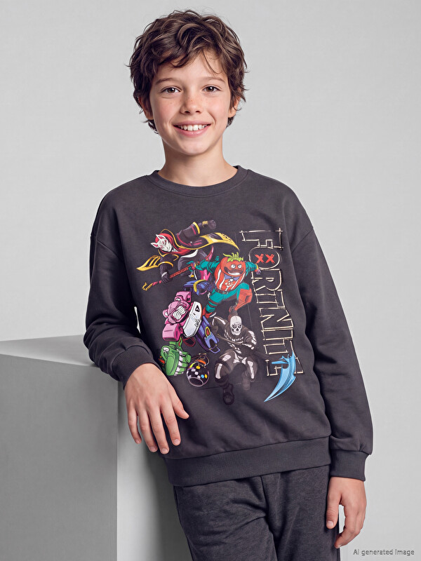 LCW Kids Fortnite Printed Boys' Sweatshirt