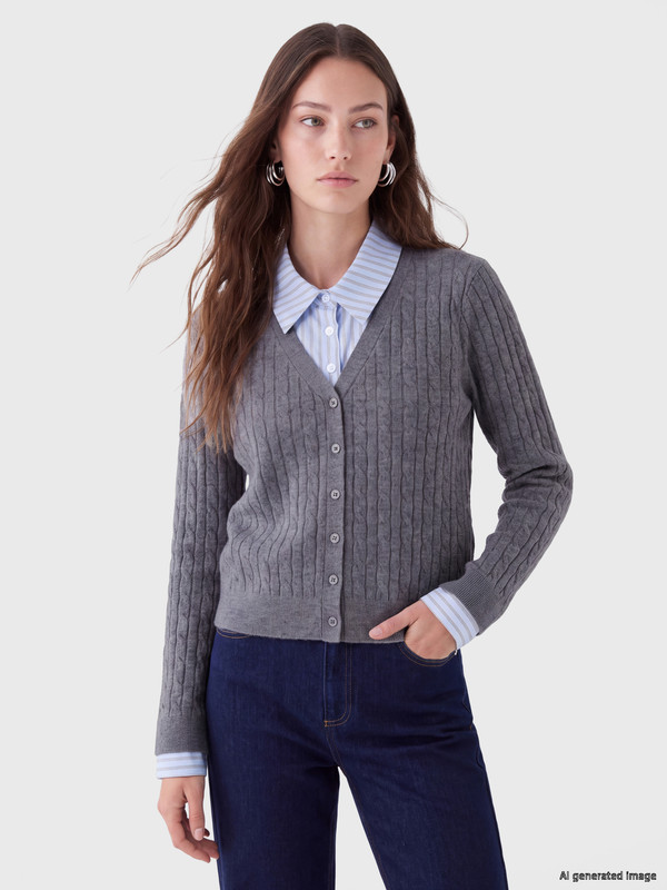 LCW Modest Жена Сиво Кардиган
