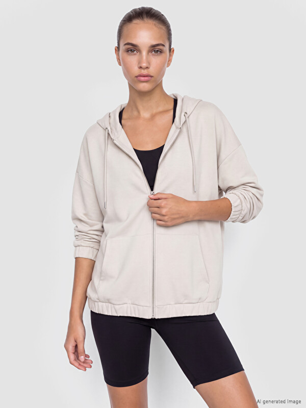 KOOR SPORT Kapüşonlu Soft Touch Kadın Fermuarlı Sweatshirt