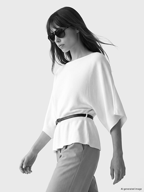 LCW Vision Slash Neck Batwing Sleeve Women's Knitwear Sweater