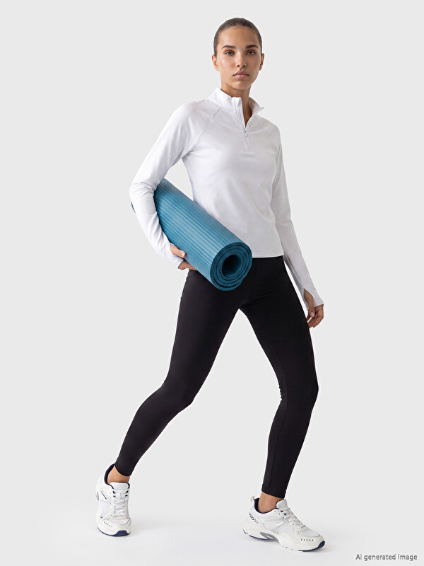 KOOR SPORT Beli Lastikli Kadın Spor Tayt
