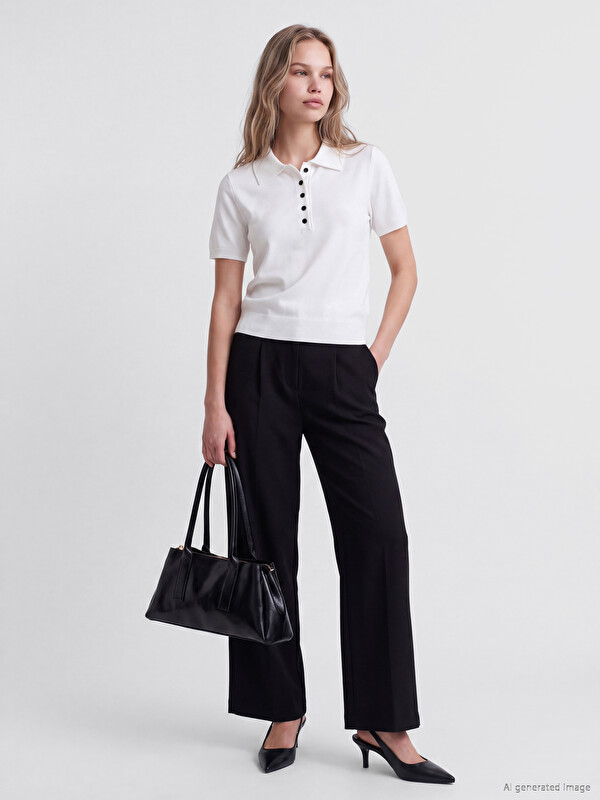 LCW Vision Loose Fit Women's Pleated Fabric Trousers