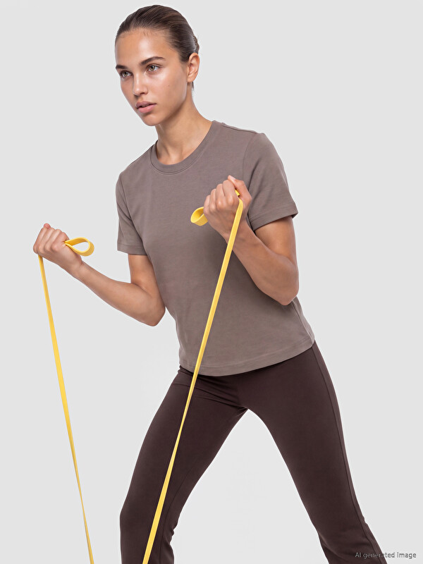 KOOR SPORT Bisiklet Yaka %100 Pamuklu Kadın Spor Tişört