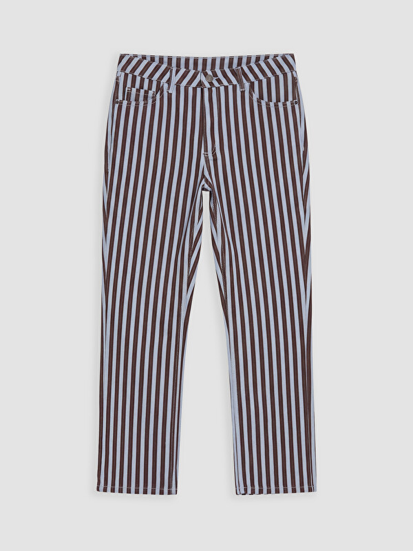 LCW Jeans Çizgili Crop Flare Kadın Jean Pantolon
