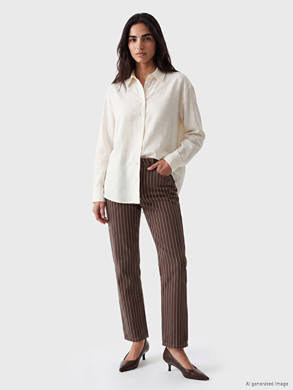LCW Jeans Prugaste crop zvonaste farmerke za Žene