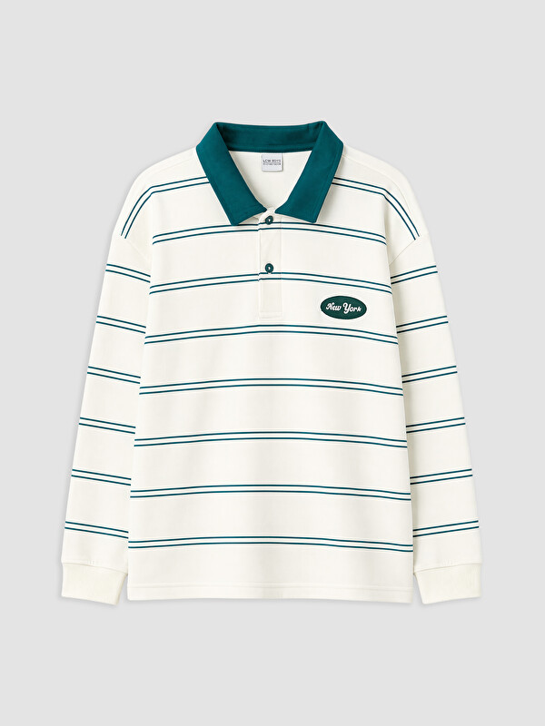 LCW Kids Polo Yaka Çizgili Erkek Çocuk Tişört