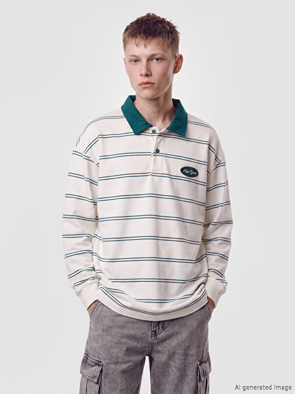 LCW Kids Polo Collar Striped Boys' T-Shirt