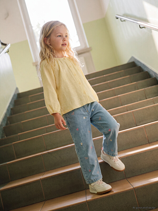 LCW Kids Regular Fit Embroidered Girls' Jeans