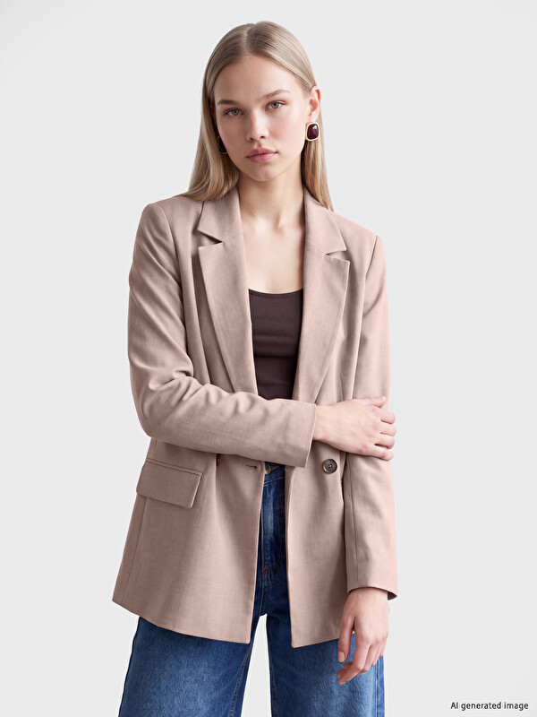 LCW Vision Xhaketë blazer me jaka me dy rreshta kopsa për gra